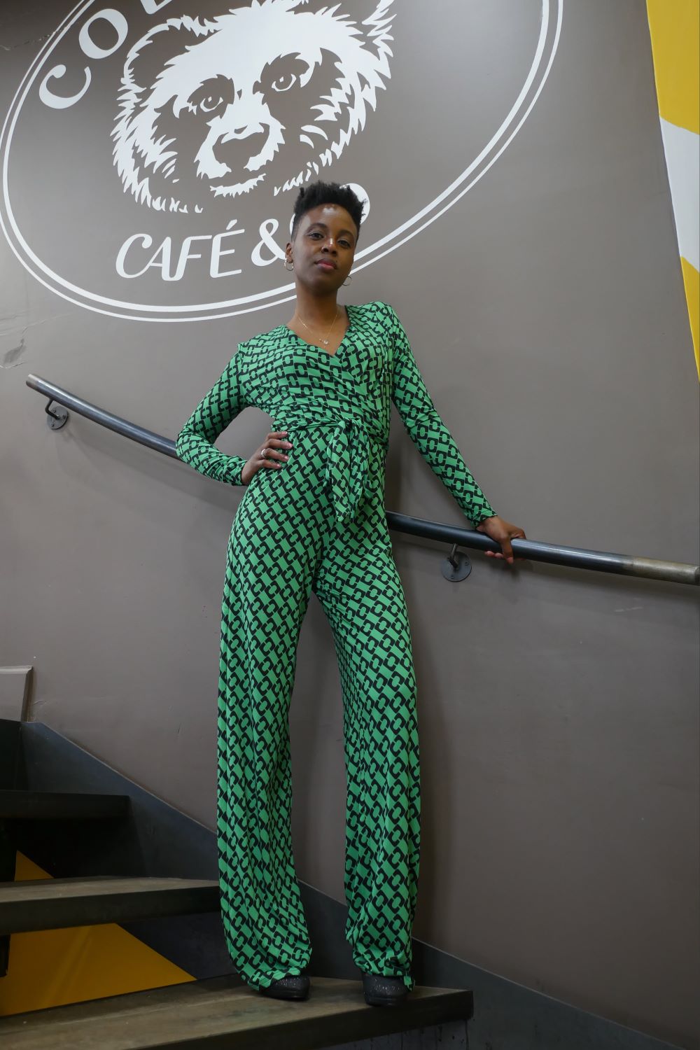 Loungewear femme - Combinaison cache-cœur verte à imprimé Jenny La Garde-Lounge